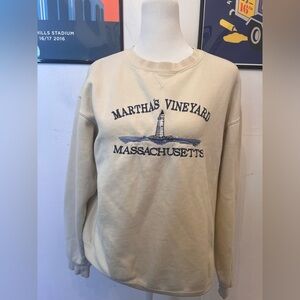 Martha's Vineyard Vintage Embroidered Sweatshirt Yellow Small